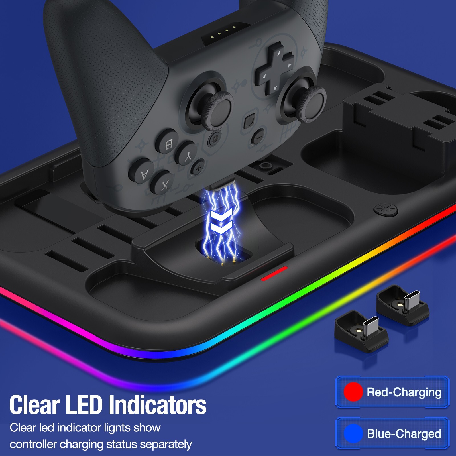 Charging Dock Station LED Switch Controller Charger for Nintendo Switch/OLED