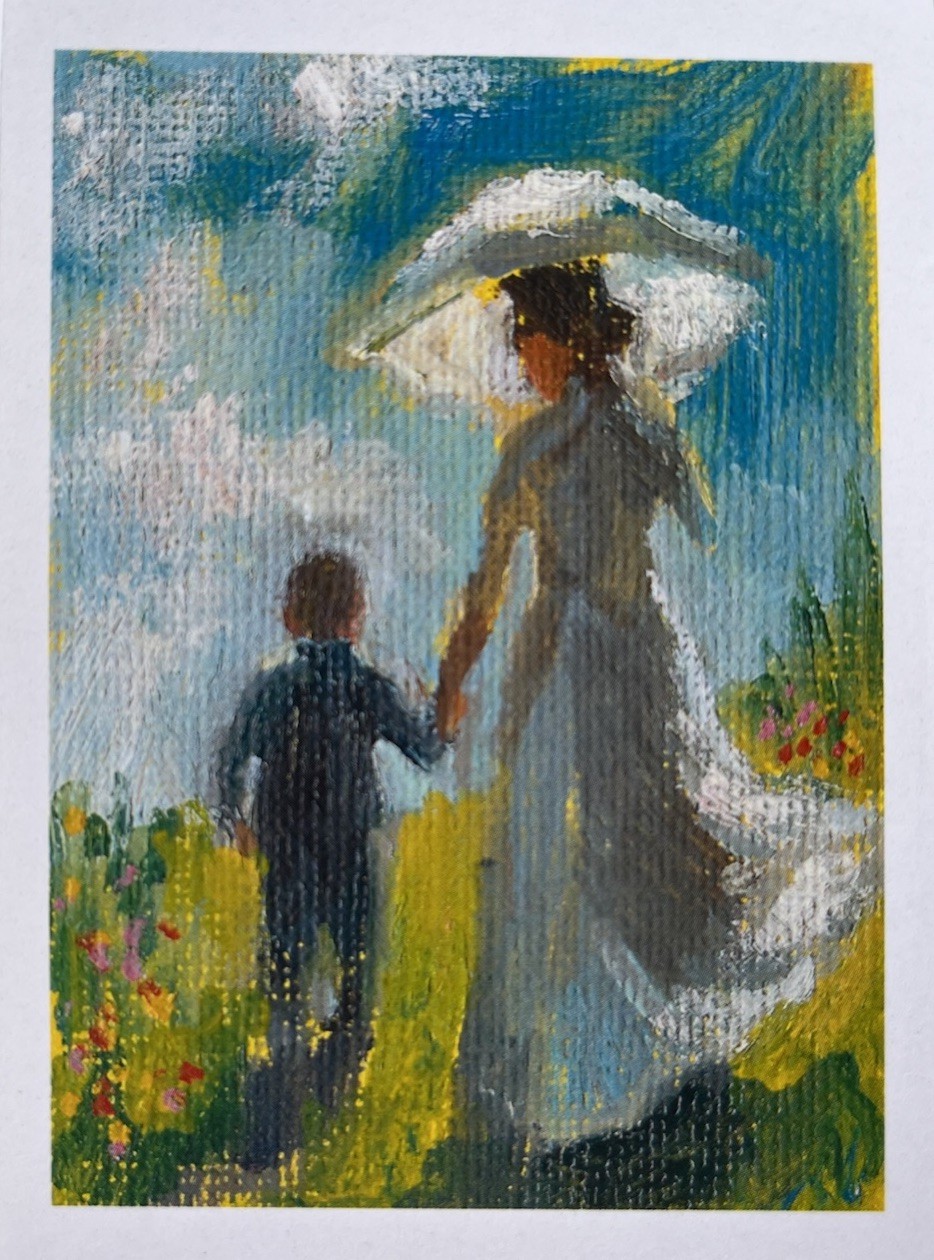 Mothers Day Figurative Original Oil ACEO Limited Edition Collectible Art Print