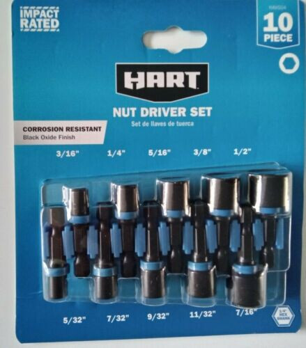 HART 10-PIECE IMPACT RATED ASSORTED NUT DRIVER SET