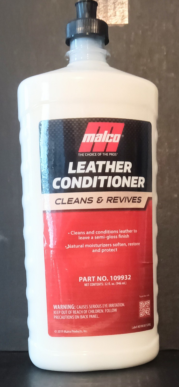 Malco 109932 Leather Conditioner ~ Cleans And Revives 32oz. Bottle NOB