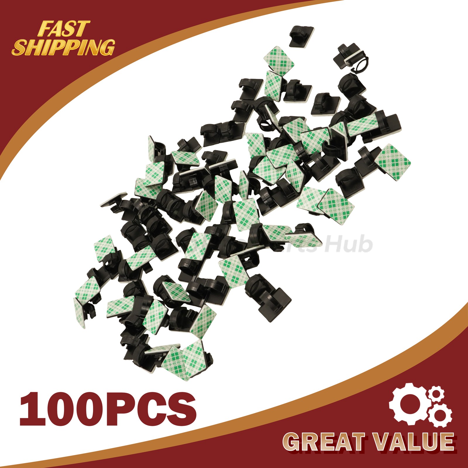 100x Cable Clips Self-Adhesive Cord Wire Holder Management Organizer Clamp US