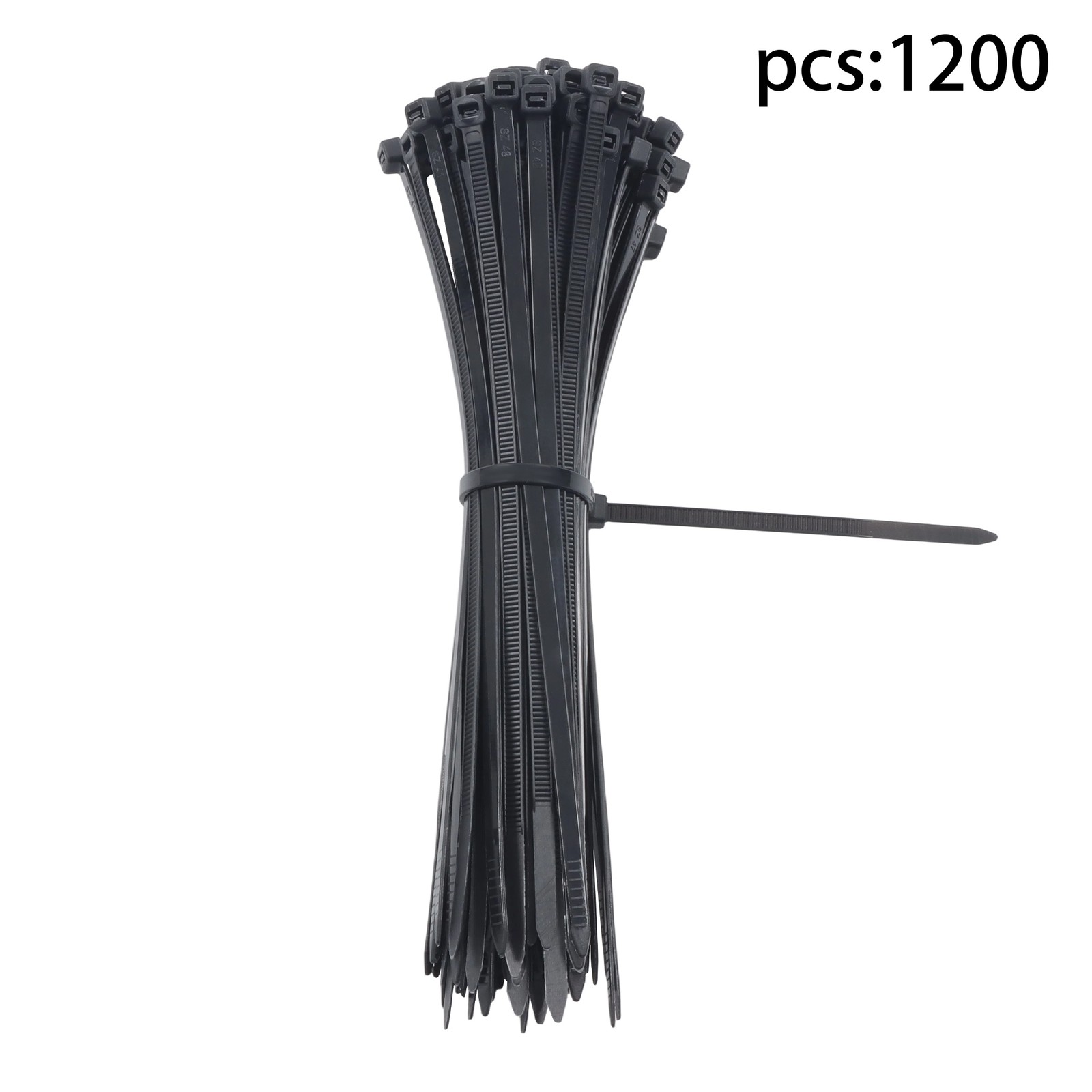 8 Inches, 65 lb Tensile Strength, Self-locking Nylon Cable Ties, Black, 1200Pcs