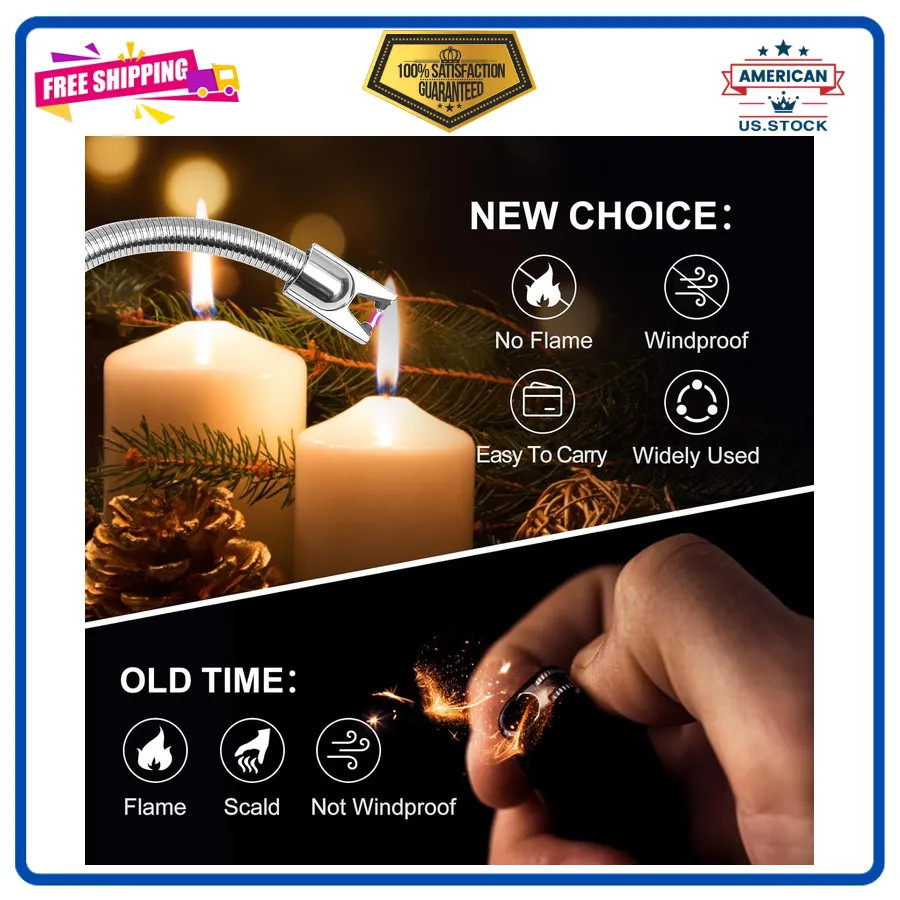 2 Pack Electric Arc Candle Lighter USB Rechargeable Flexible Neck Flameless
