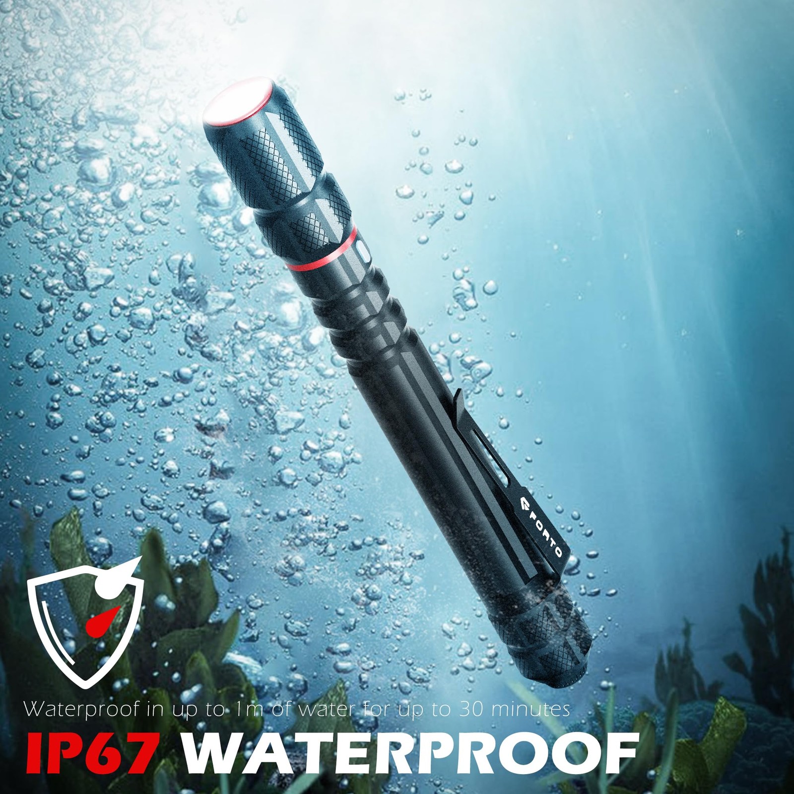 FORTO Rechargeable Pen Light Flashlight 400 Lumens Small Pocket Flashlight