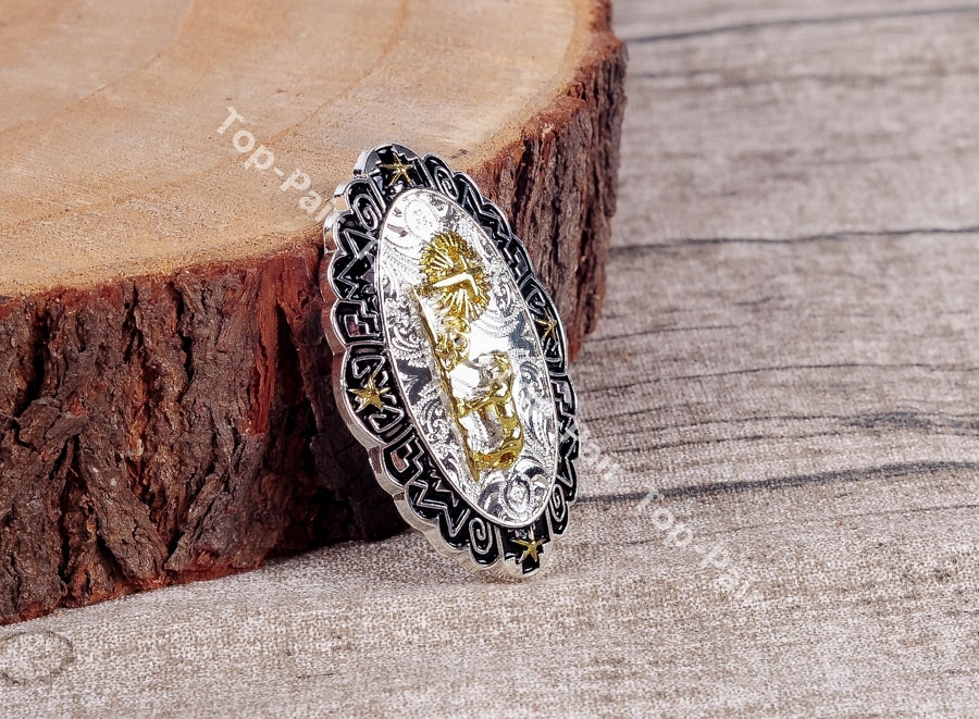 5PCS 50*30mm Western Gold Silver Plated Horse Cross Belt Leathercraft CONCHOS