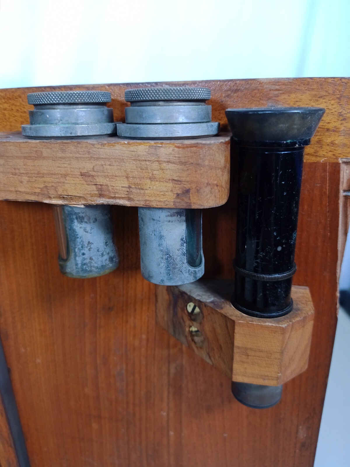 Vintage Bausch & Lomb Optical Co. Microscope in Wood Eimer & Amend Box Case
