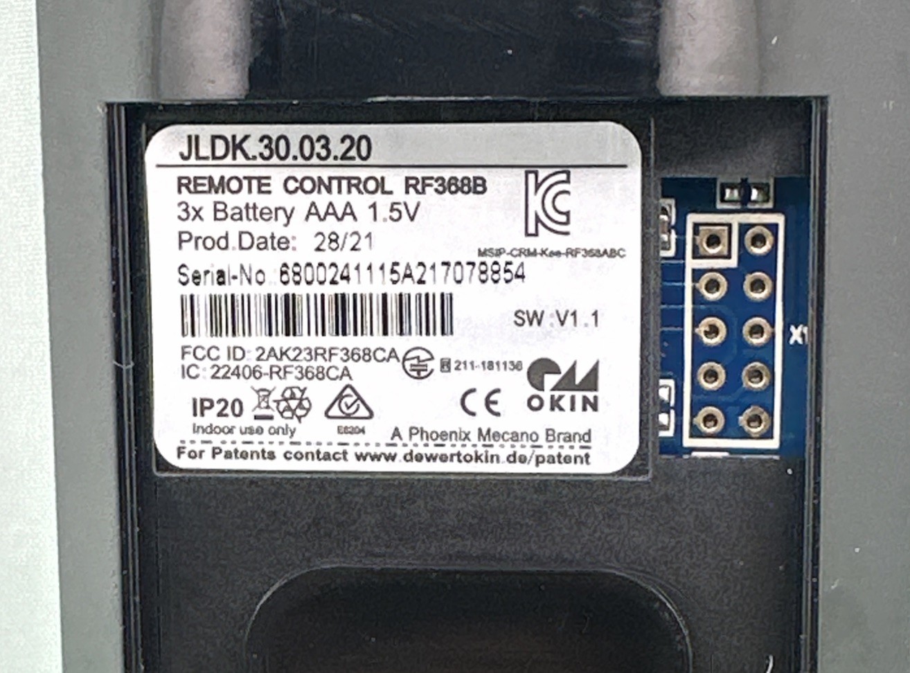 Sealy RF368B EASE ZEROG Adjustable Bed Remote Control - JLDK.30.03.20- Turns On