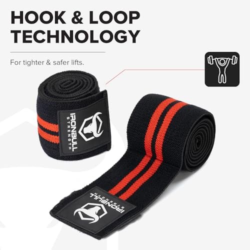 Elbow Wraps for Weightlifting (1 Pair) - 50" Elastic Elbow Braces for Black/Red