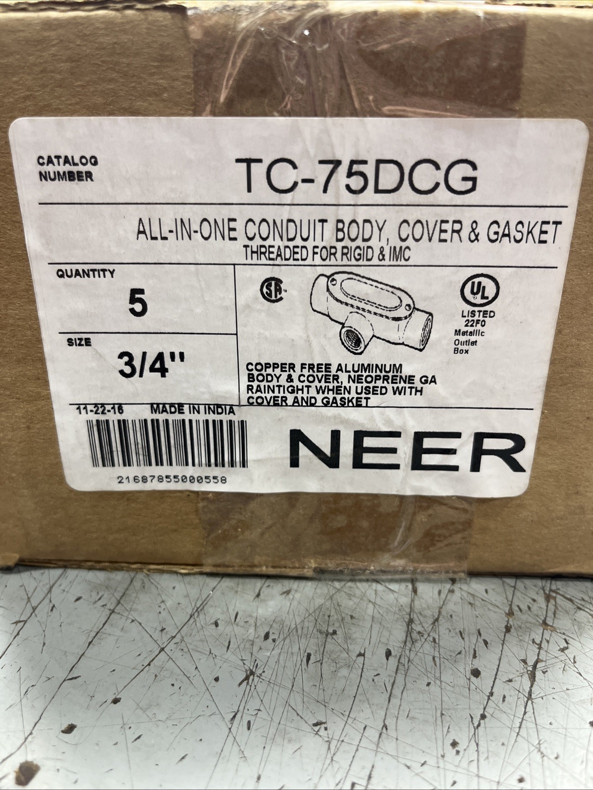 🔥Neer Case(5) Tc-75dcg 3/4 Conduit Body Cover & Gasket. New Free Shipping🇺🇸