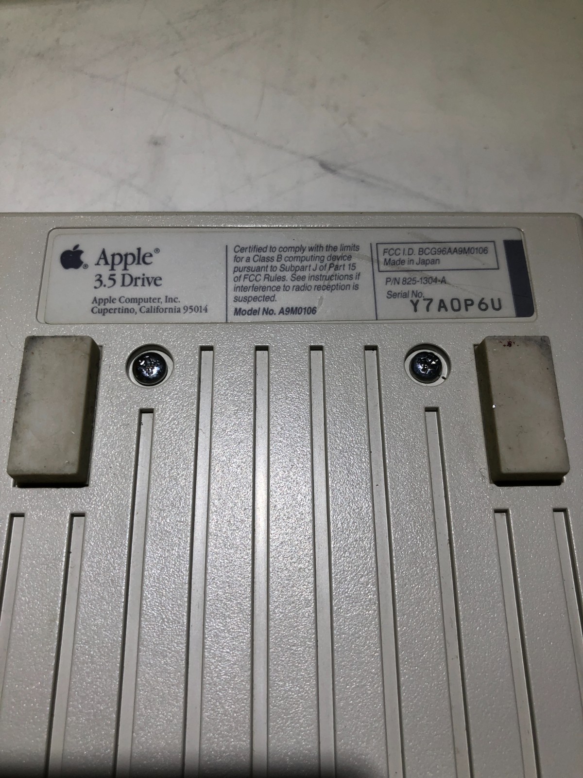 Vintage Apple 3.5" External Floppy Disk Drive - Model A9M0106 DB-19