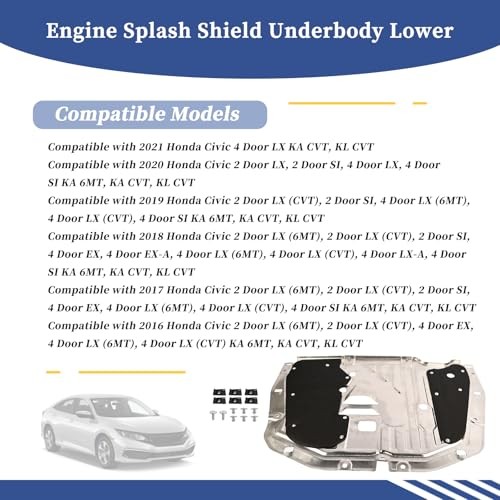Engine Splash Shield Underbody Lower 74110-TBA-A00 Compatible with Honda