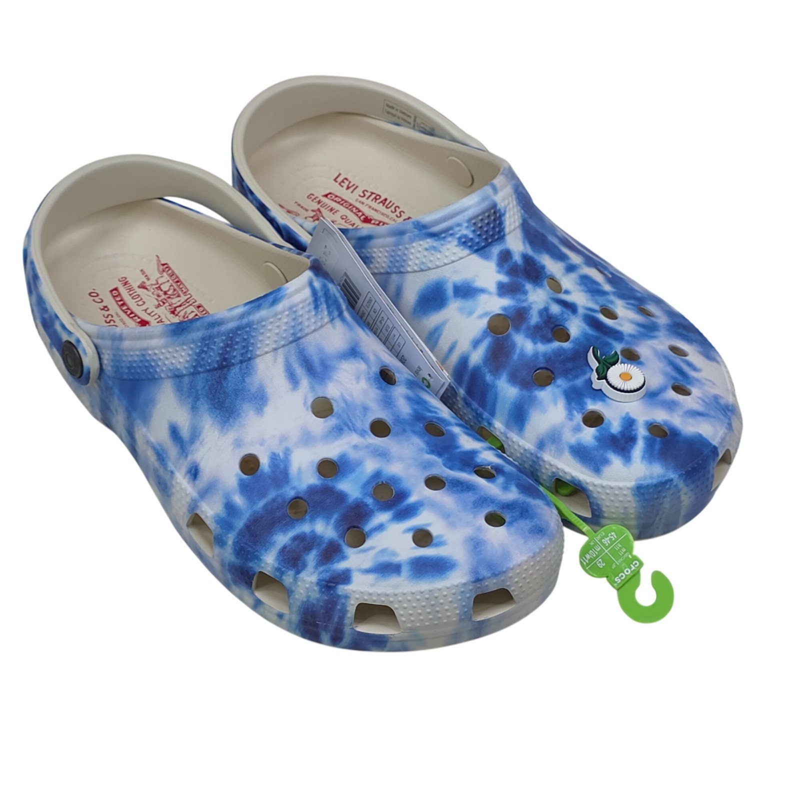 Crocs Levis X Crocs Classic Clog Blue Tie-Dye Men Size 11 With One Jibbitz