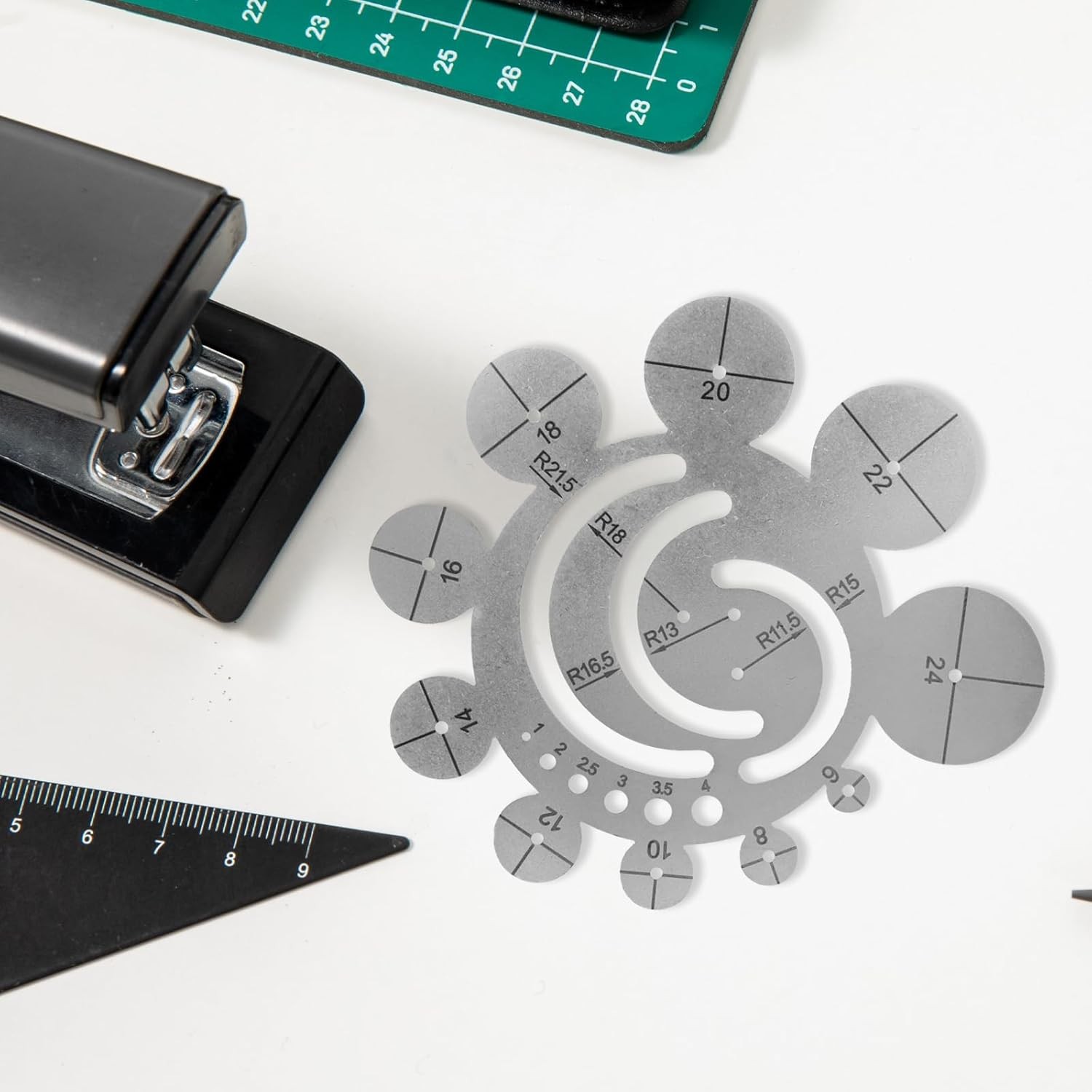 Leather Cutting Circle Template Round Ruler Precision Radius Tool for Sewing Cra