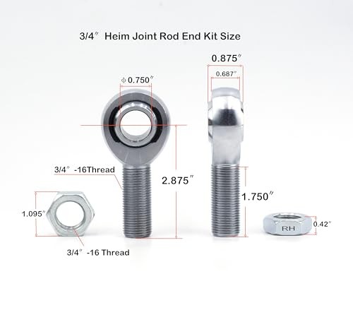 3/4" Heim Joints Rod End Kit, Left and Right Hand Thread johnny 3/4 "-2 set