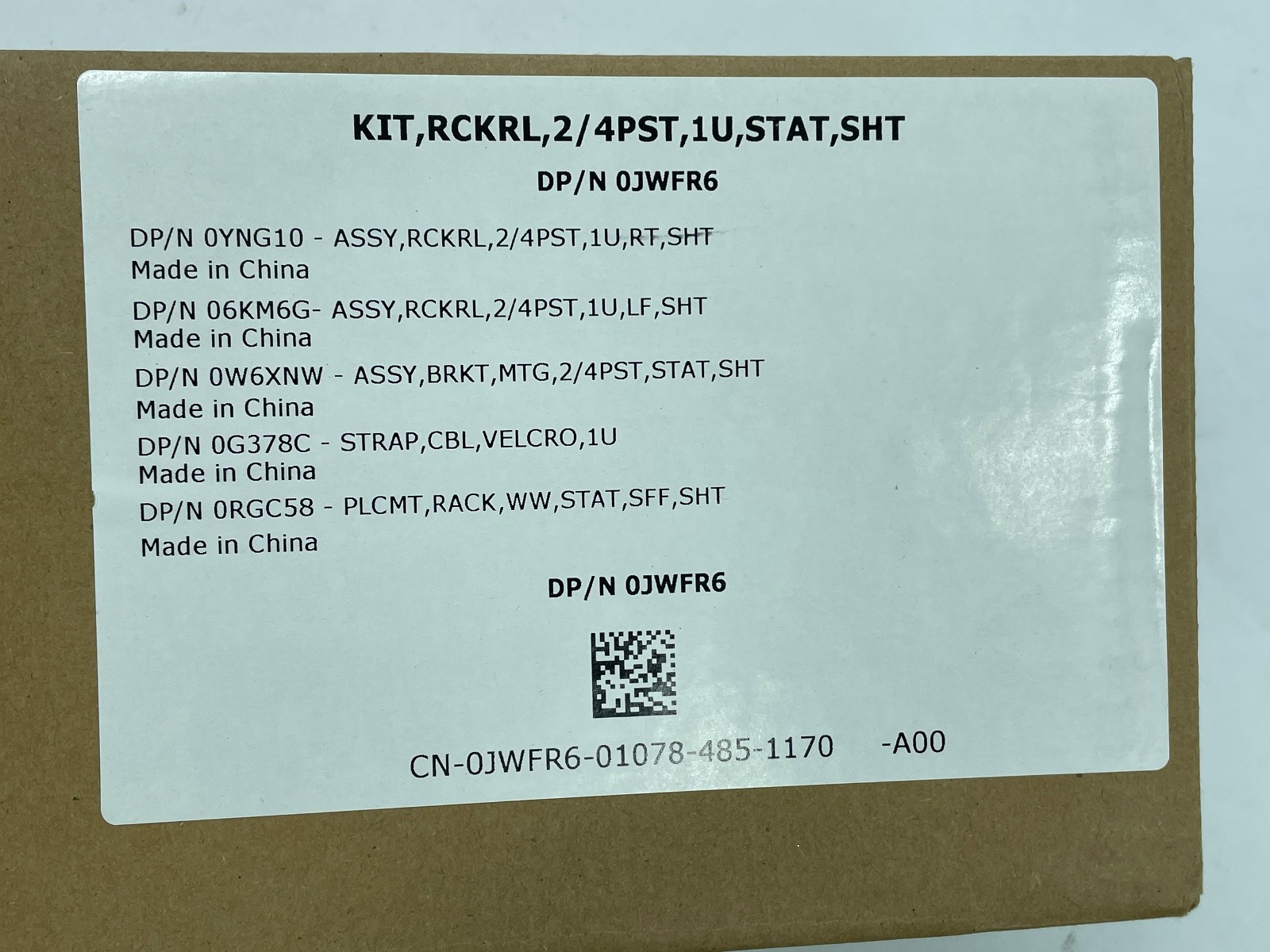 Dell Rails KIT 1U, DP/N 0JWFR6. Factory sealed