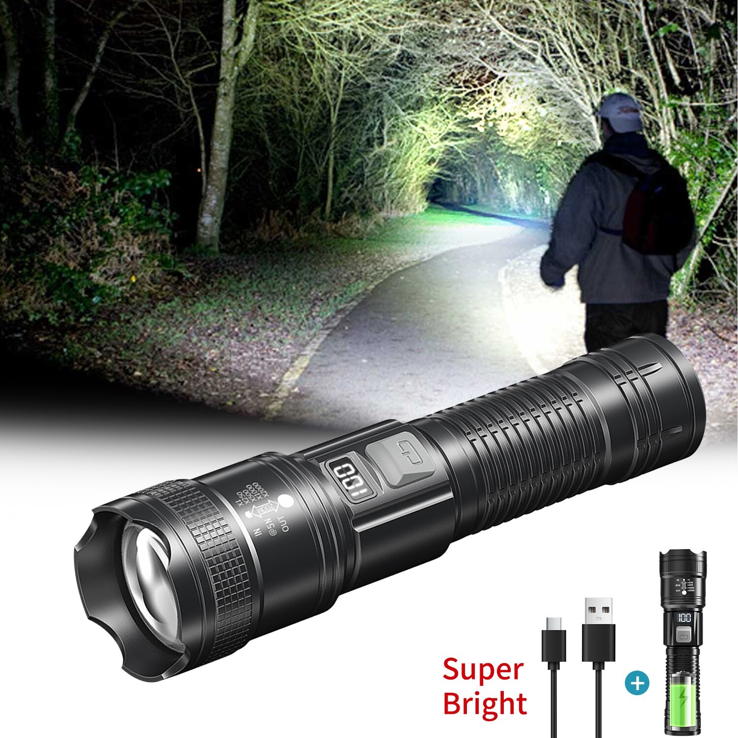 LED Flashlight Torch Outdoor Lighting Camping Adventure Hunting Multifunction