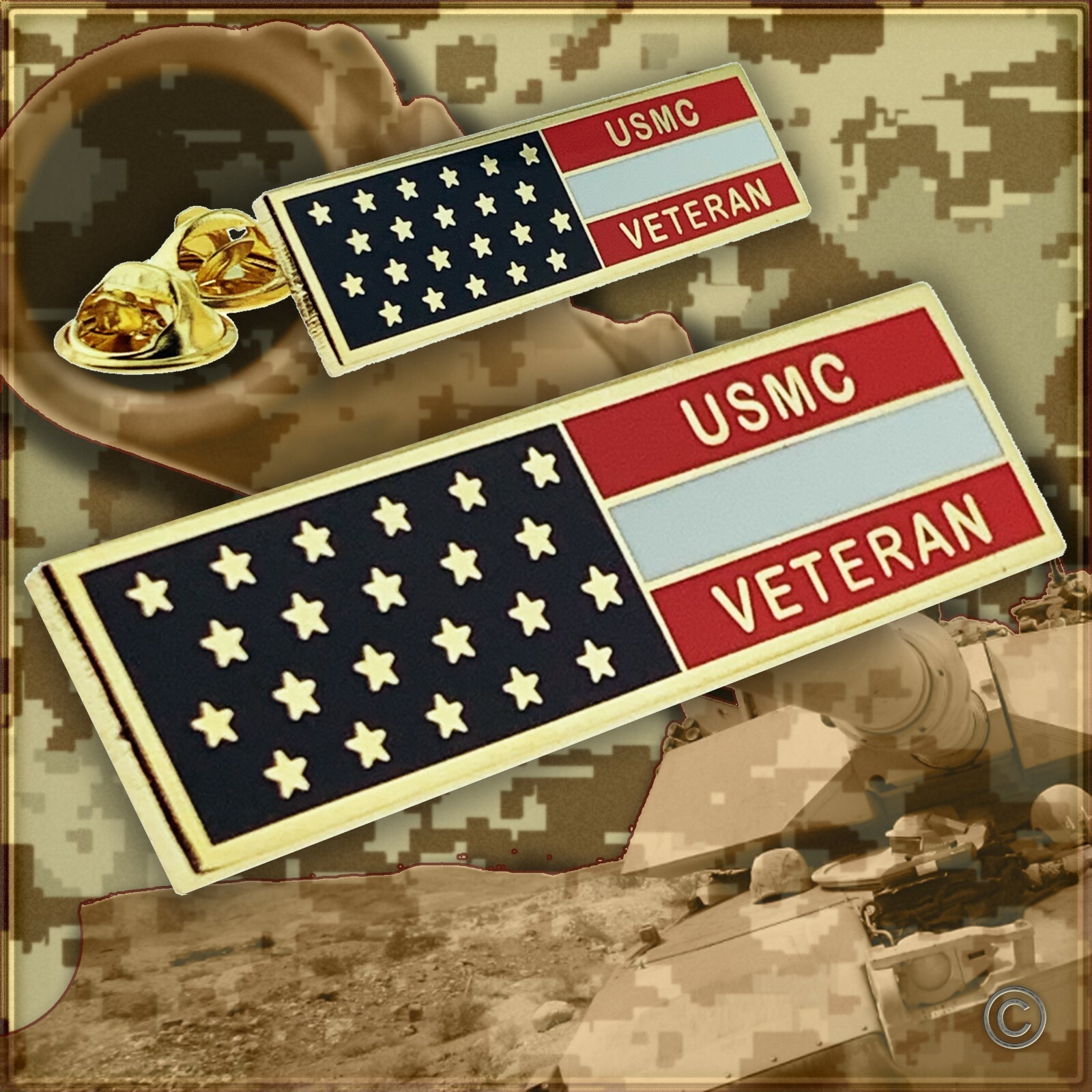 USMC Veteran Flag Lapel Pin