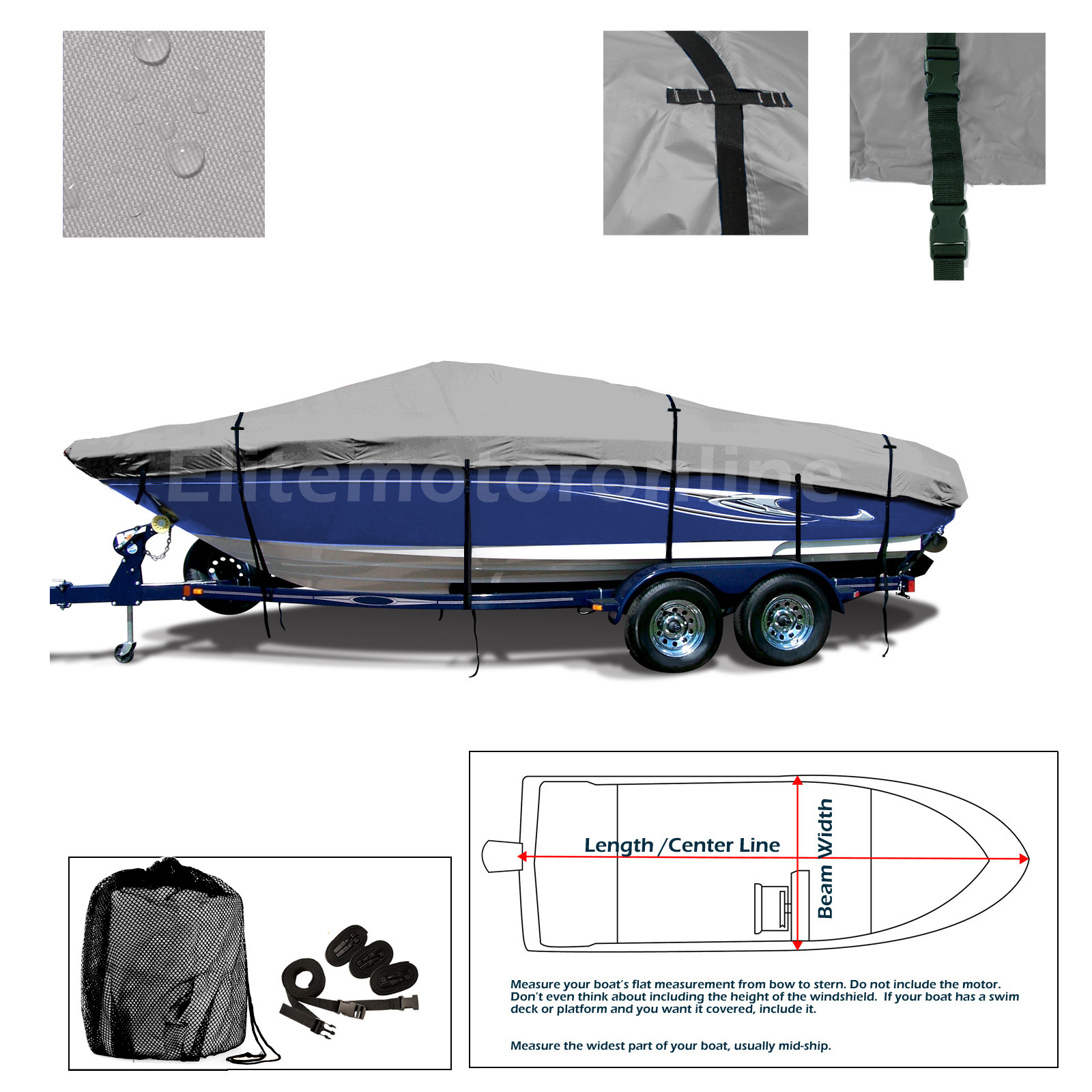Crownline 180 BR Without Extended Swim Platform Trailerable Fishing Boat Cover