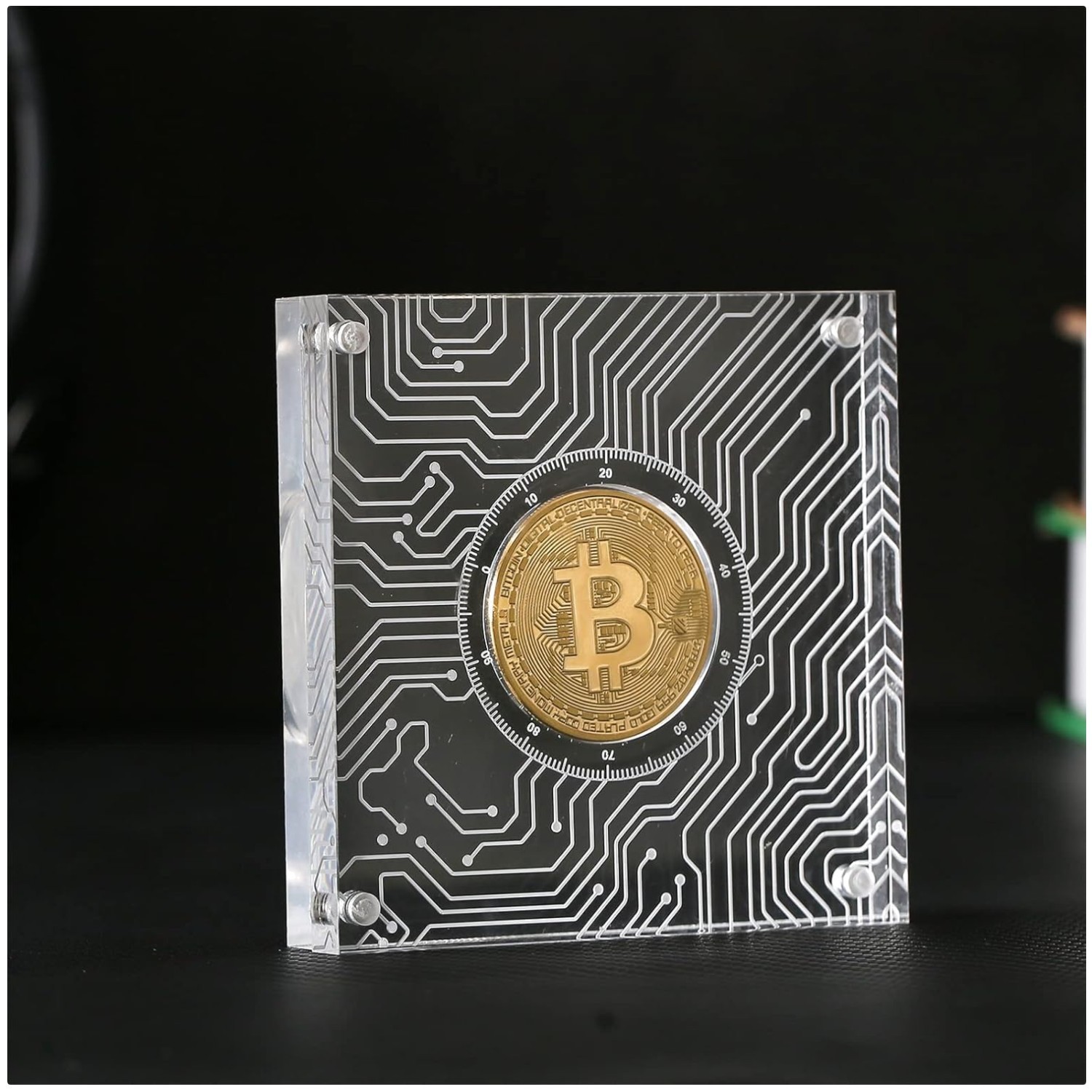 Crypto Coin Set with Acrylic Glass Display Case