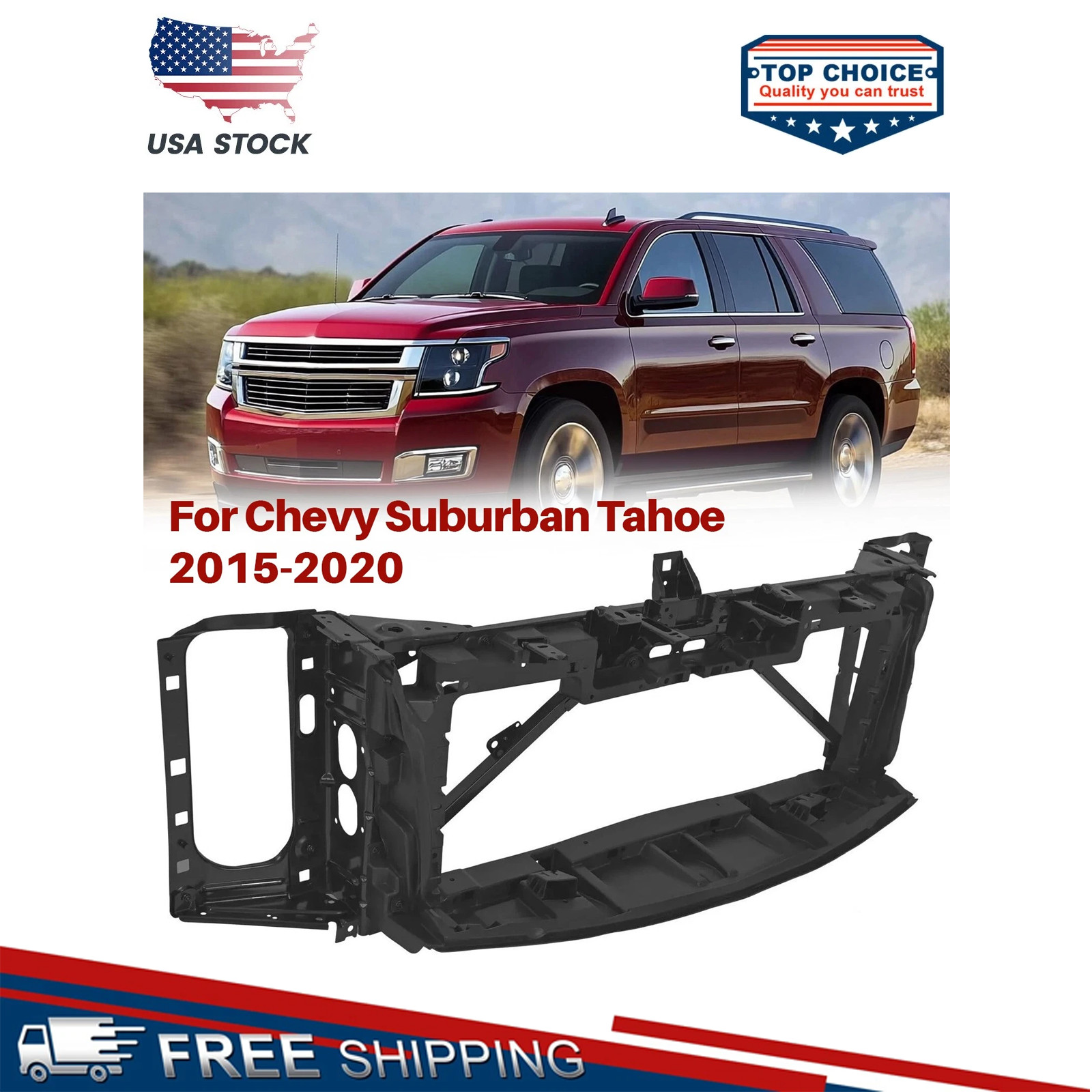 Header Panel Radiator Support Grill Fit Chevy Suburban Tahoe 2015-2020 2016 2019