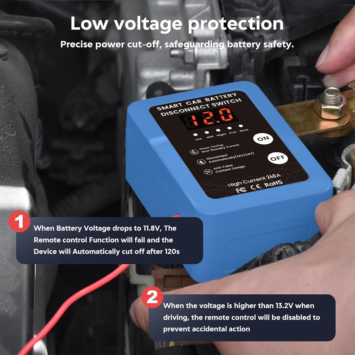 Kill Switch for Car - 12V Remote Battery Disconnect Switch Smart Voltage Car ...