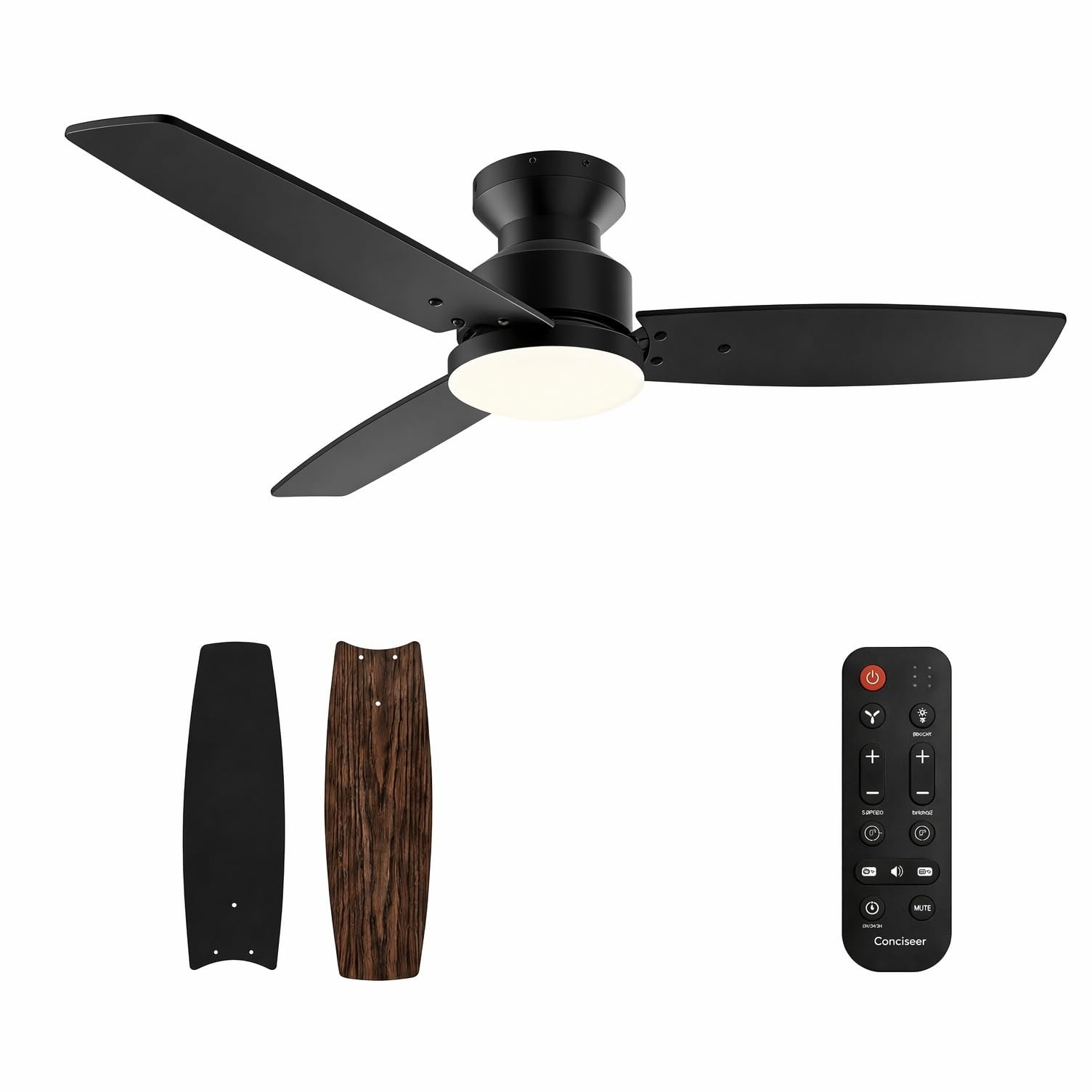 Modern 42 Inch Ceiling Fans with Lights and Remote for Bedroom Office, Flush ...