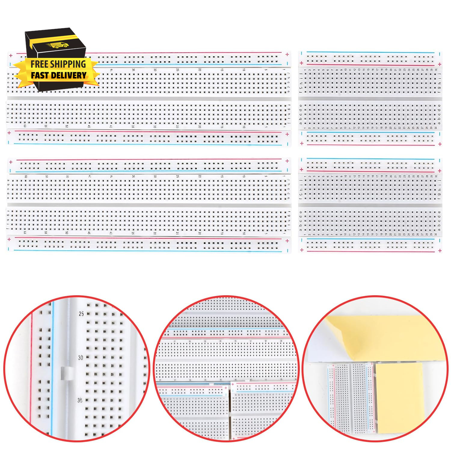 Breadboard, 6PCS Bread Board, Breadboard Kit Includes 2PCS 830 Point + 4PCS 400