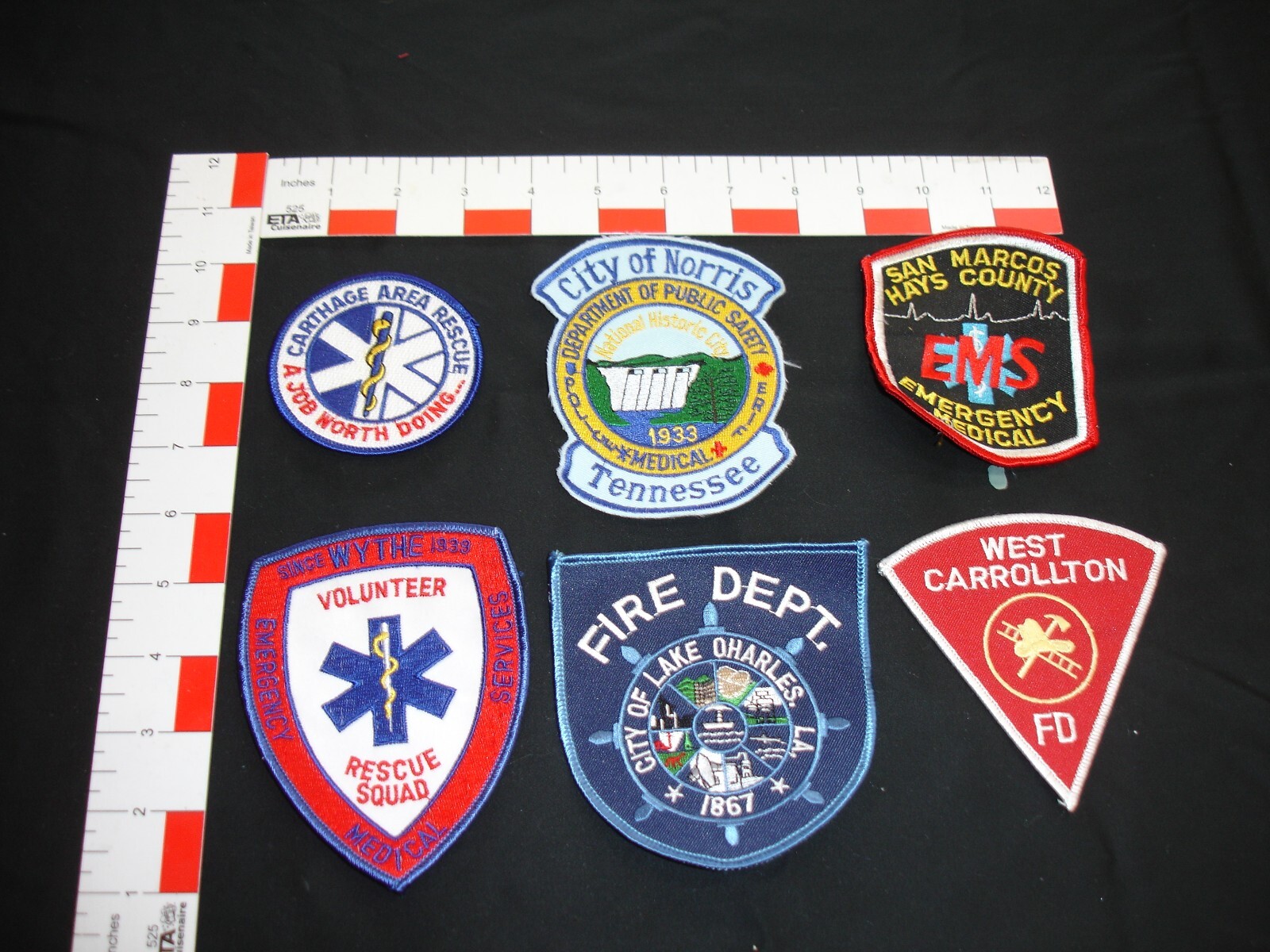 firefighting rescue fire department vintage patch set