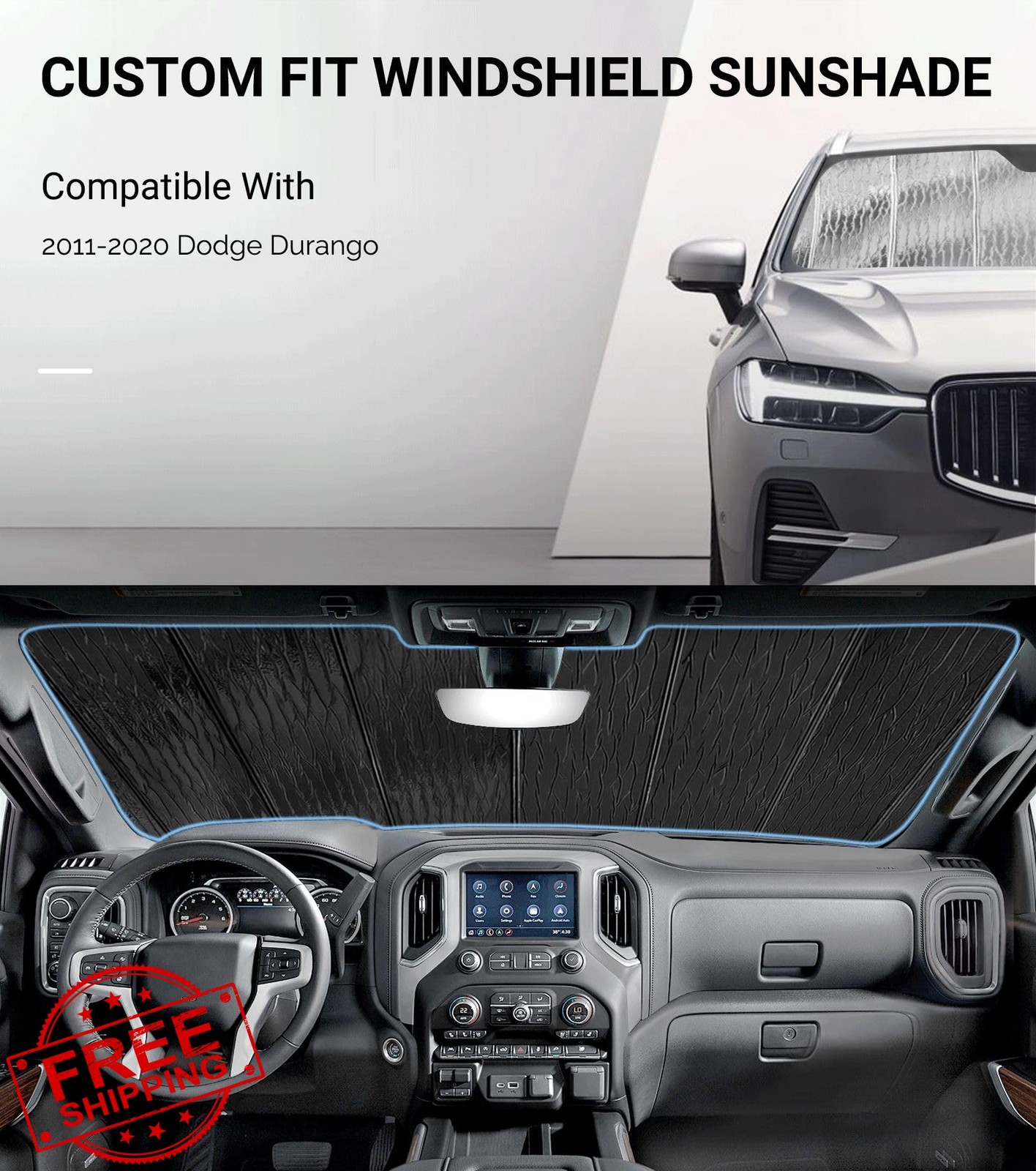Pigenius Dodge Durango 2011-2020 Windshield Sunshade Custom Fit