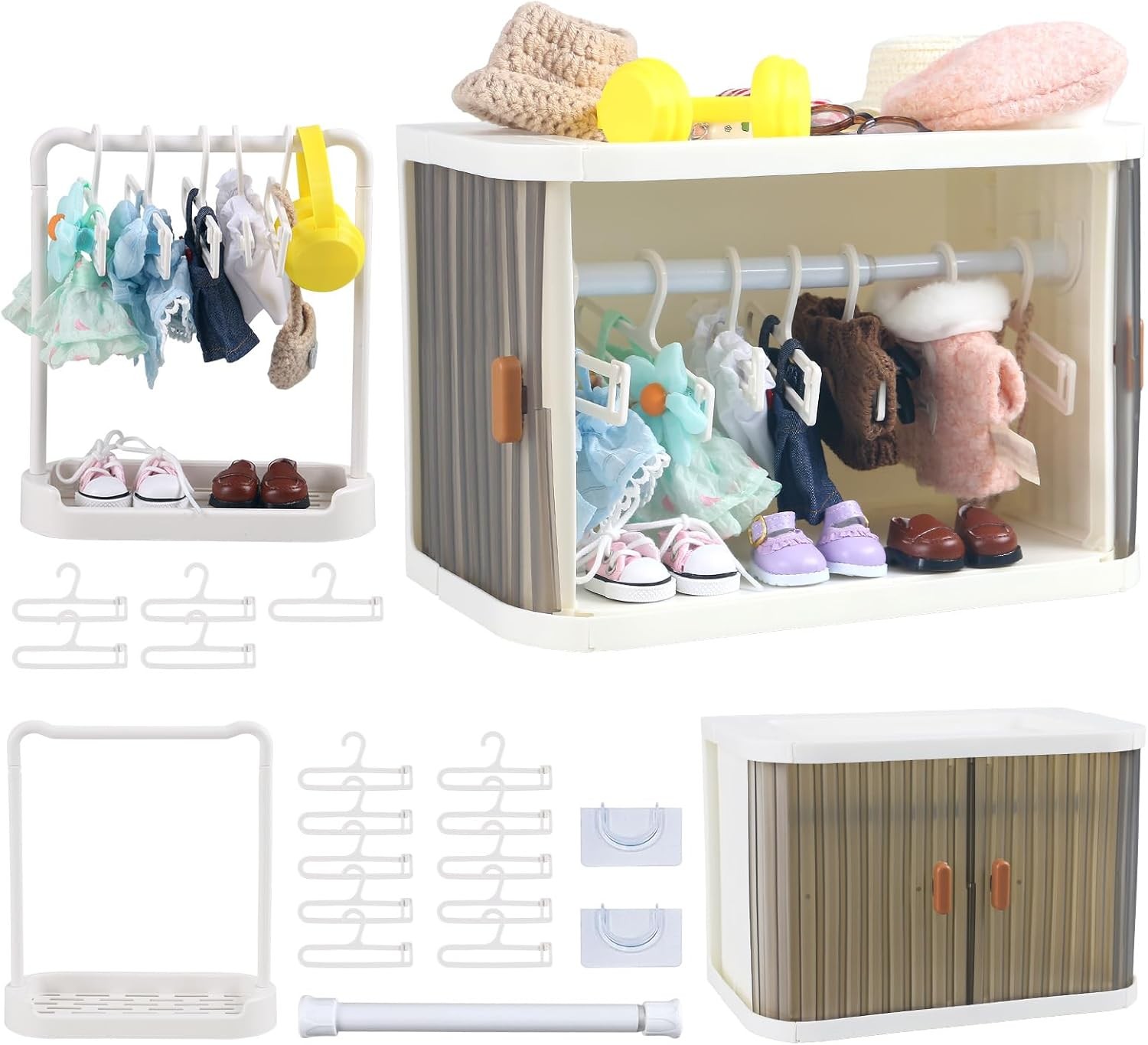 Foldable Doll Wardrobe Closet Storage Box Compatible with Labubu Clothes...