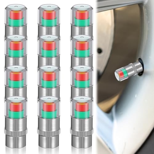 MBAIYO 12Pcs Car Tire Pressure Monitor Valve Stem Caps, 2.4Bar 36PSI Tire