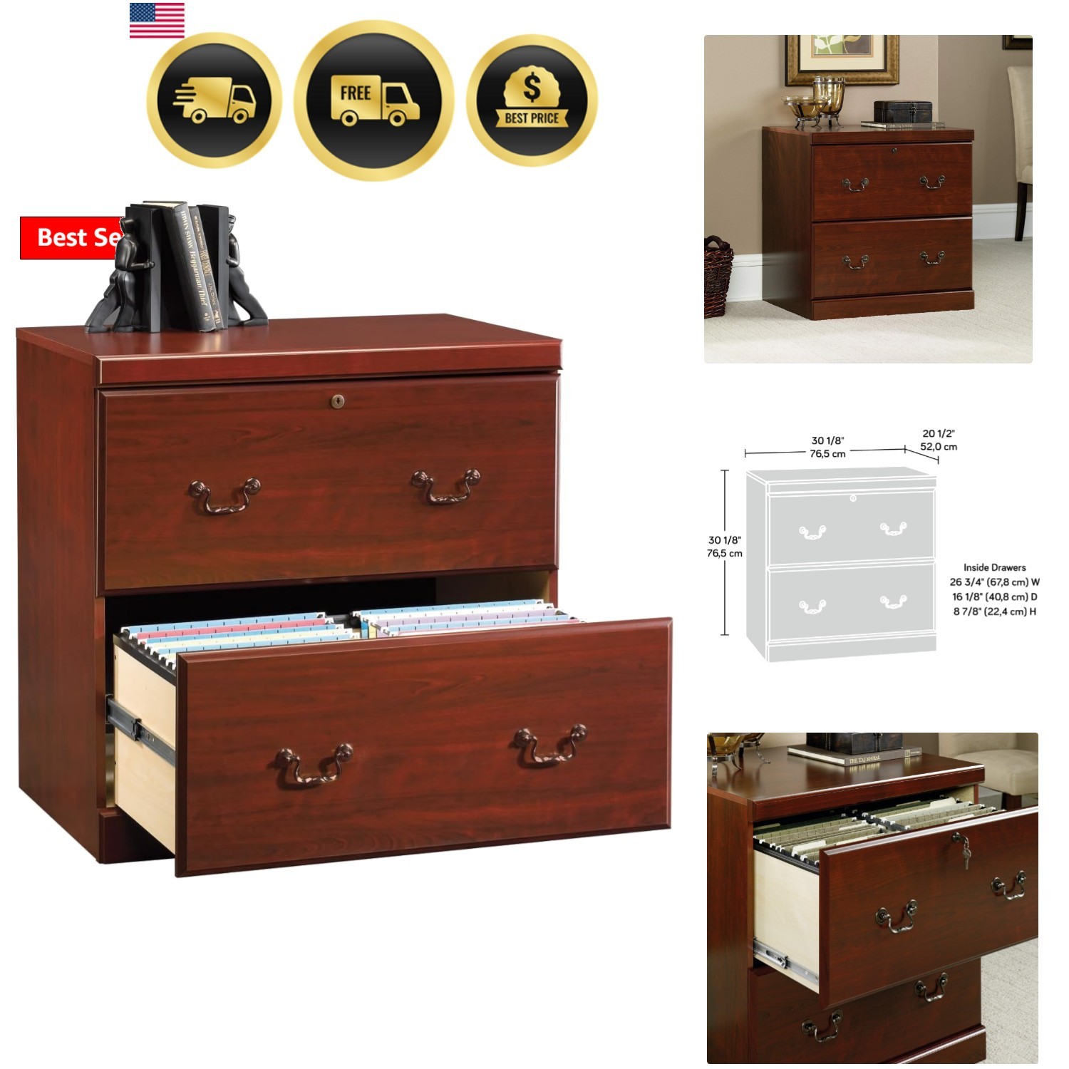 Heritage Hill Lateral File, in Classic Cherry finish