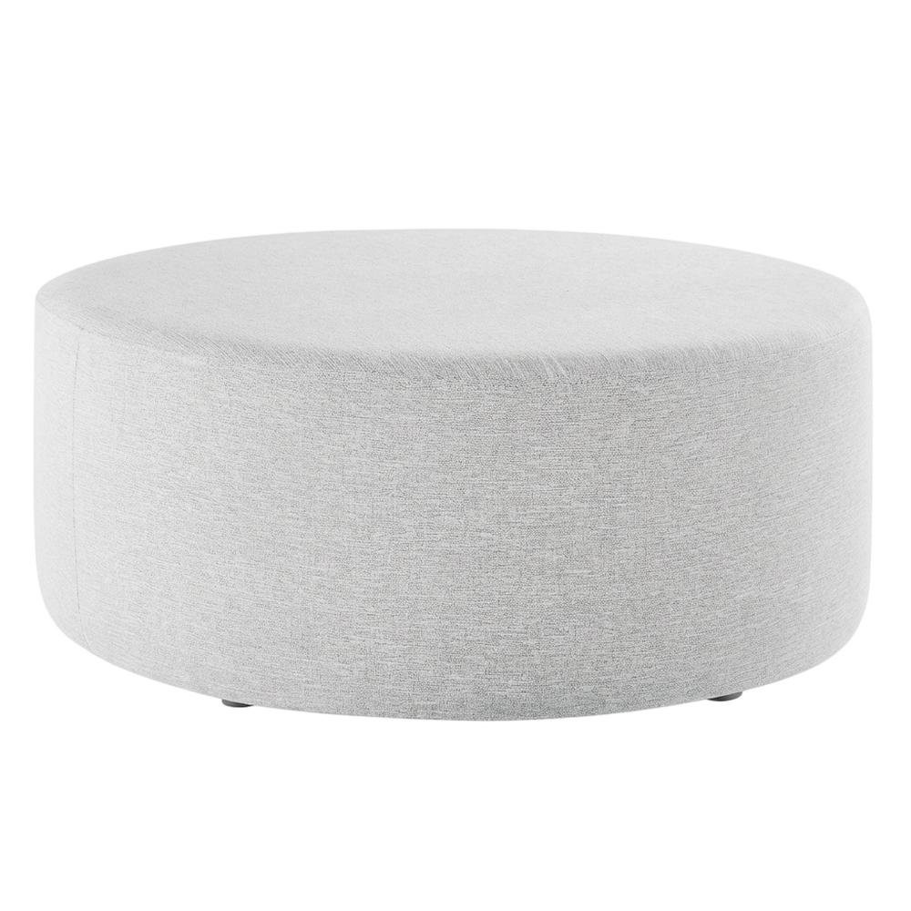 Woven Heathered Fabric Outdoor Ottoman In Neutral Tone For Patio Comfort