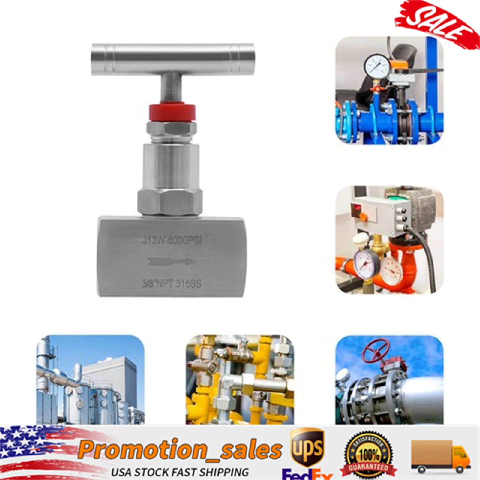 3/8" Stainless Steel Needle Valve ?Threaded Flow Control Steam Max 6000 Psi