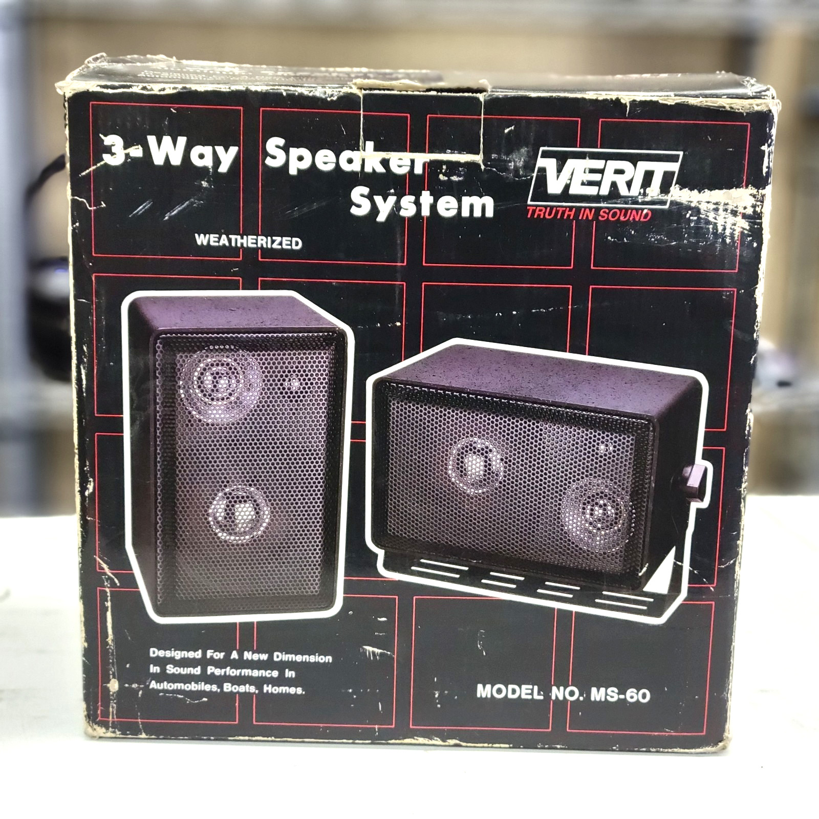 Verit MS-60  3 Way Speaker System Set (2) NOS for Automobiles, Boats, & Homes