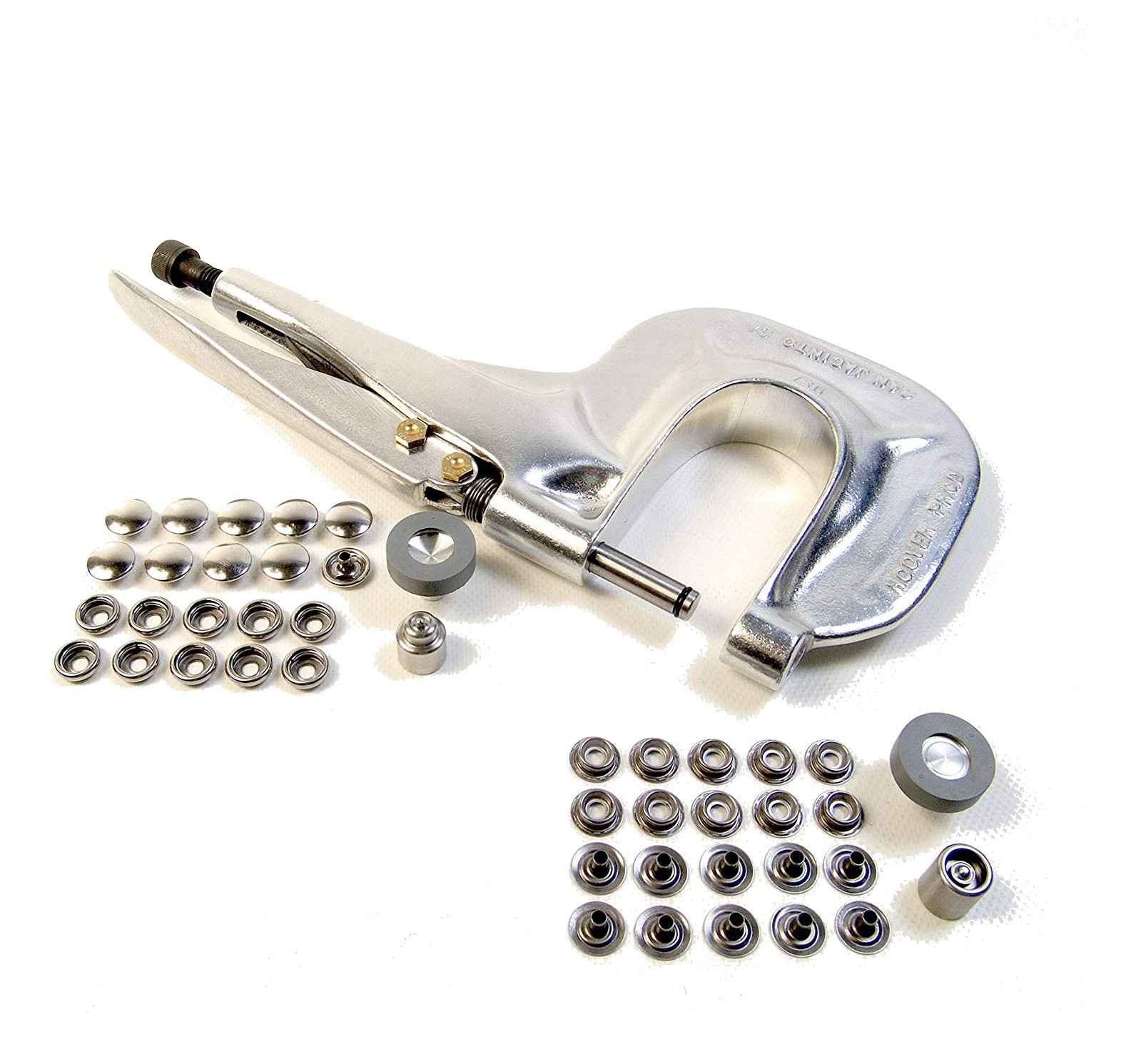 Hoover Pres-N-Snap Tool w/ Snaps Dies & 25 Piece Set of Stainless Steel Snaps