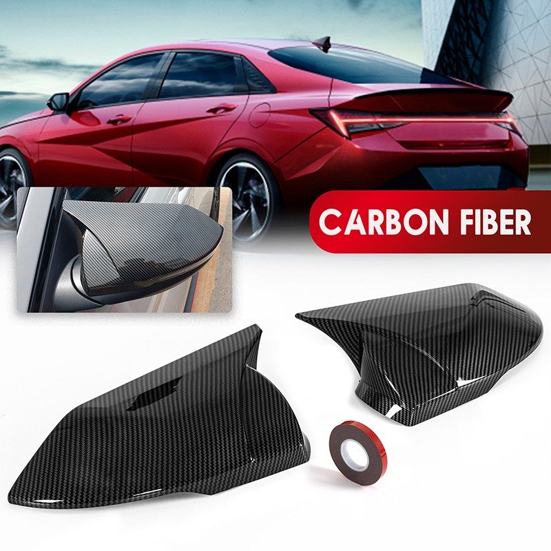 Fits 21-25 Hyundai Elantra 4DR Carbon Fiber ABS Rear View Side Mirror Cover Cap