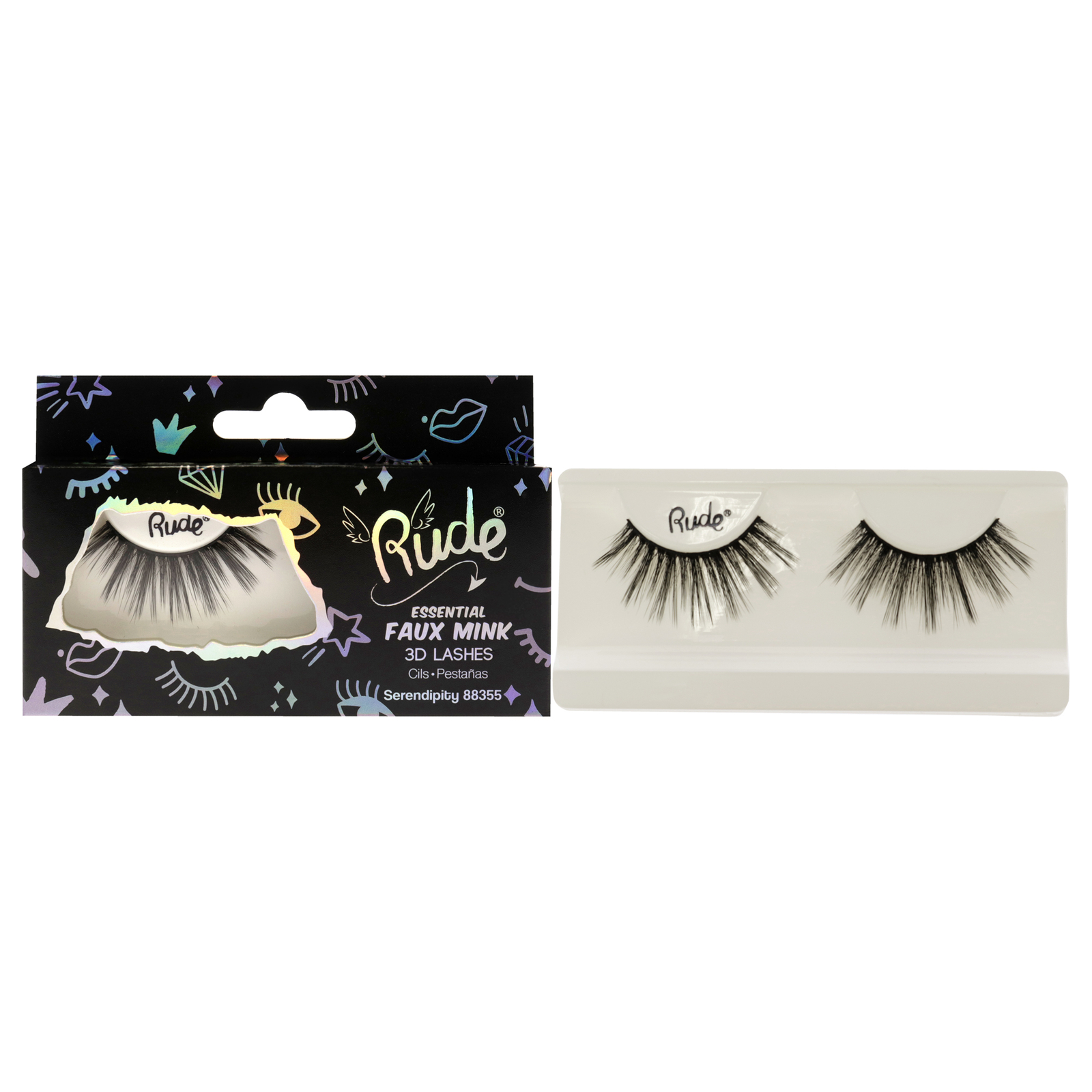 Essential Faux Mink 3D Lashes - Serendipity by Rude Cosmetics - 1 Pc Pair