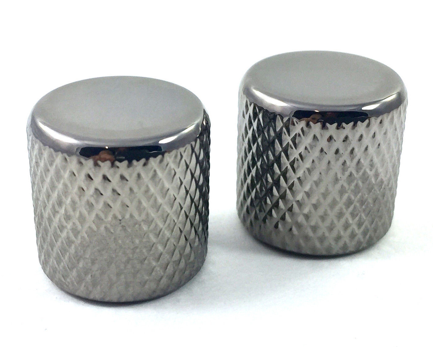 (2) Black Nickel Press-On Barrel Knobs Guitar/Bass w/6mm Split Shafts MK-PBK-BN