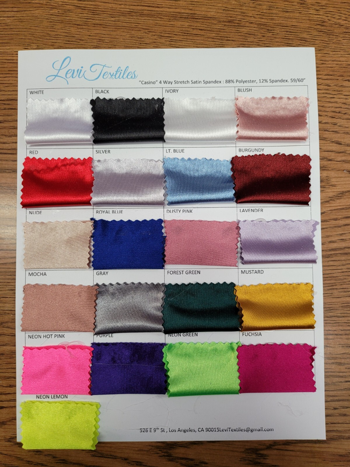 Casino 4 Way Stretch Shiny Satin Spandex Fabric - 58/60" Wide - Sold By The Yard