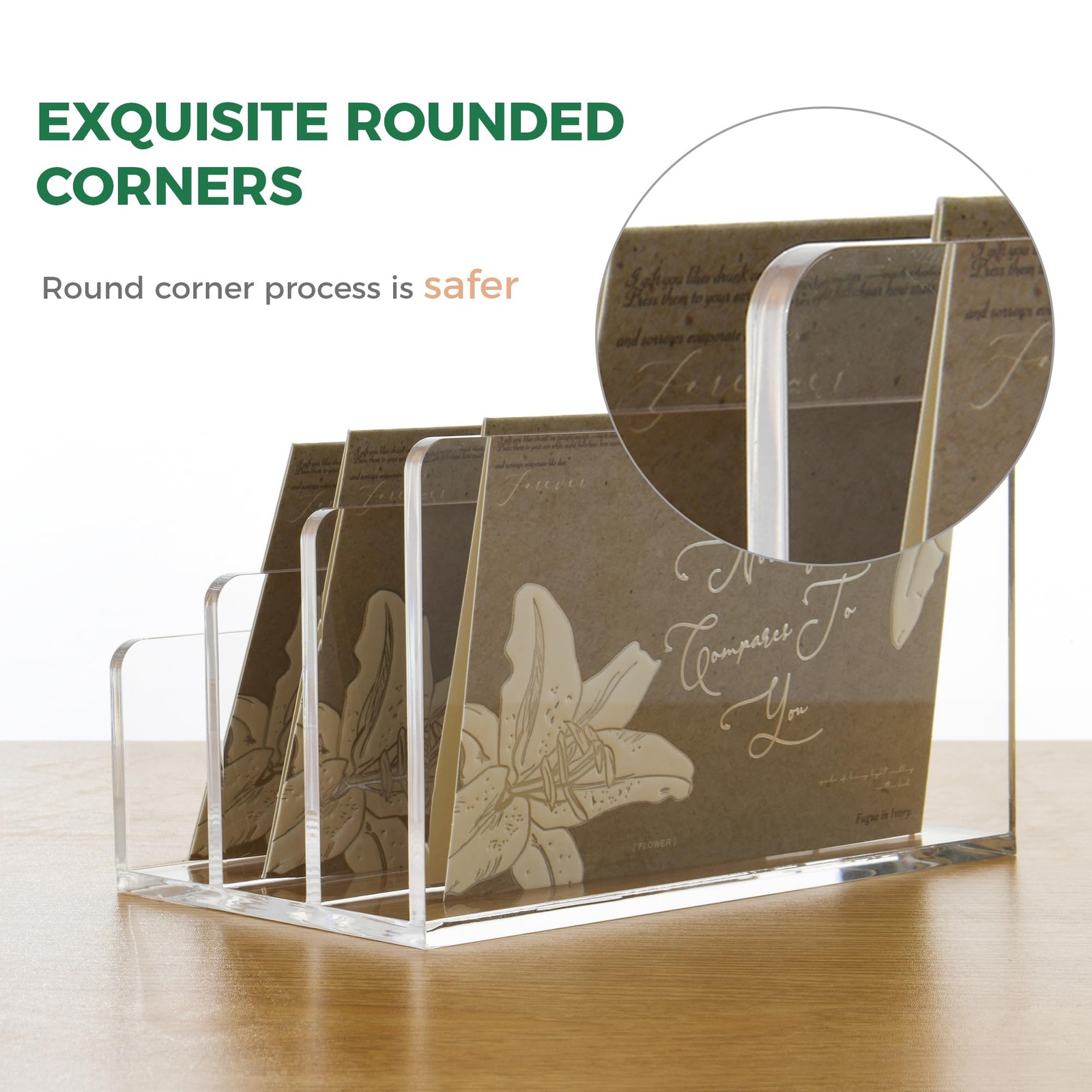 3 Compartments Clear Acrylic Mail Holder – Vertical Letter Sorter & Multifunc...