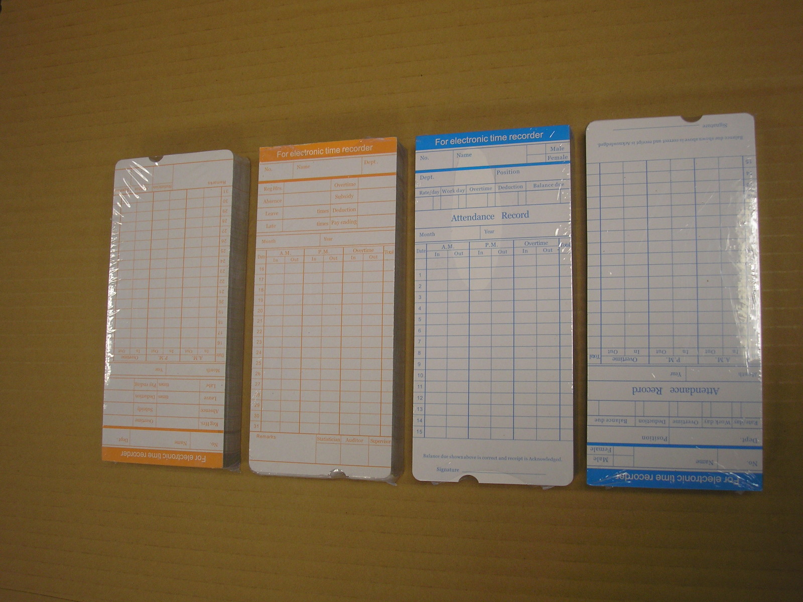 200 PCS Monthly Time Clock Cards Attendance  Recorder cards(not thermal cards)