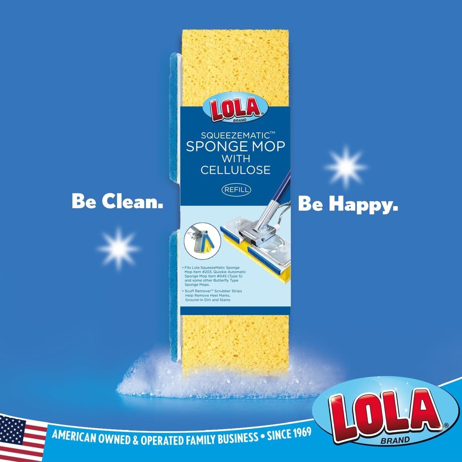 9" Cellulose Butterfly Sponge Mop Refill, 2-Pack
