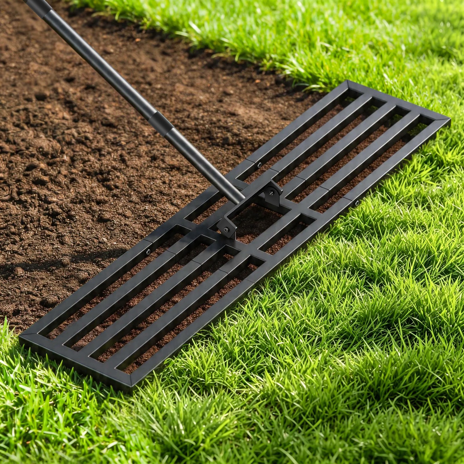 Lawn Leveling Rake 44x10 inch, Heavy Duty Reinforced Lawn Leveler Tool, Garde...