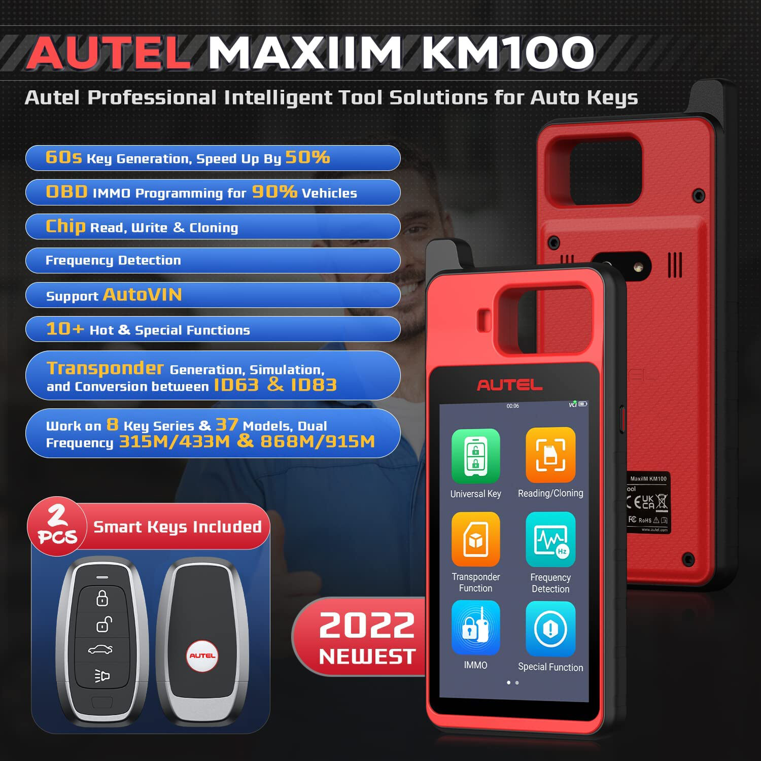 2025 Autel MaxiIM KM100 Key FOB PROGRAMMING Key Generation IMMObilizer 60s