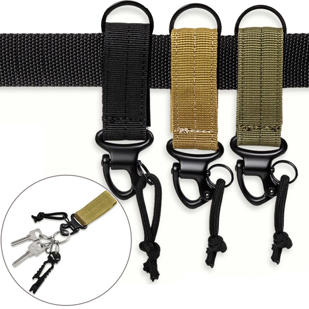 Tactical Molle Keychain Nylon Belt Key Holder Clip Carabiners Hanger Buckle Hook