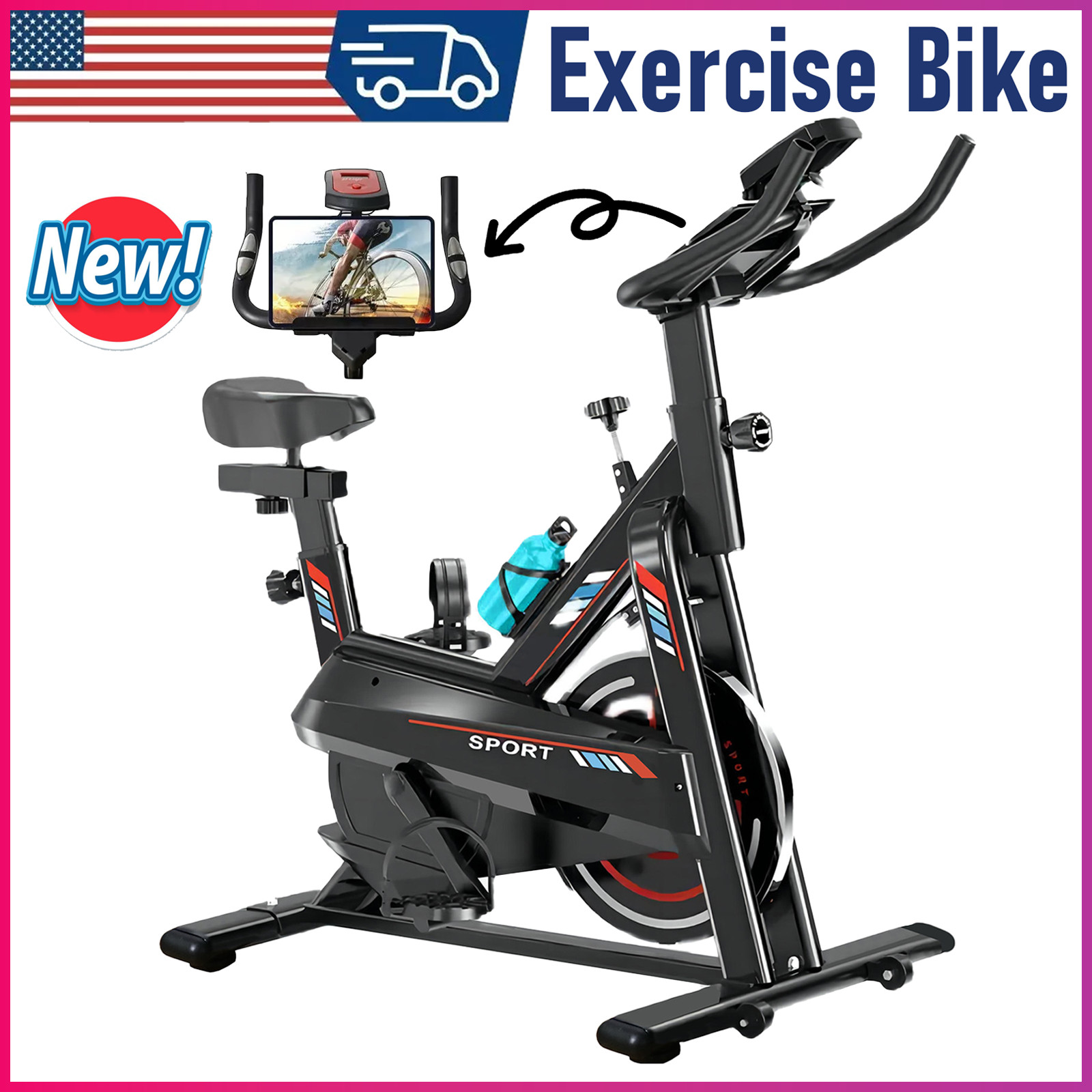 Exercise Bike Indoor Cycling Fitness Stationary Bicycle Home Gym Cardio Workout