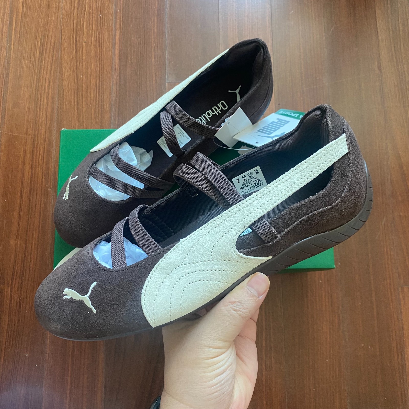 Puma Speedcat Ballet Chocolate Warm White Womens Mary Jane Sneakers 406758-02