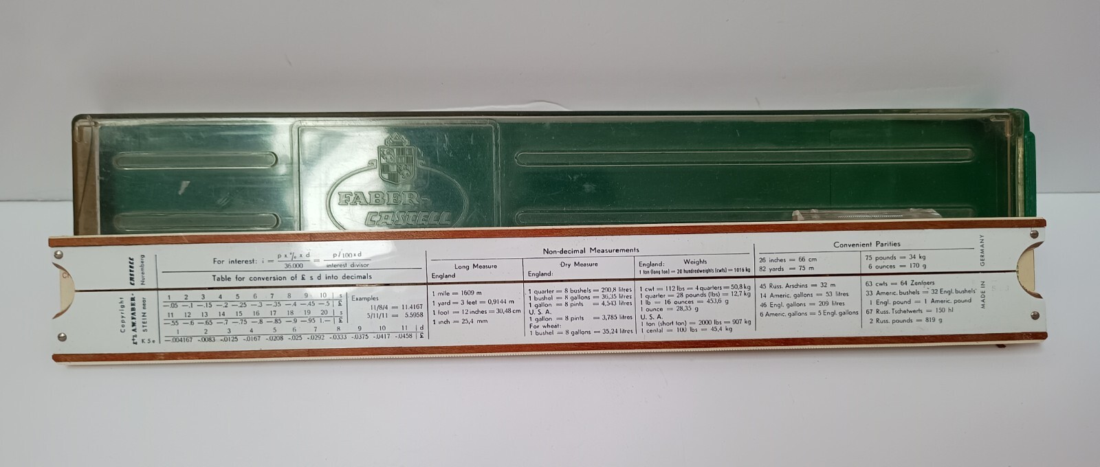 Faber Castell Slide Ruller 1/22 Scale Engineering And Architect,Germany A16