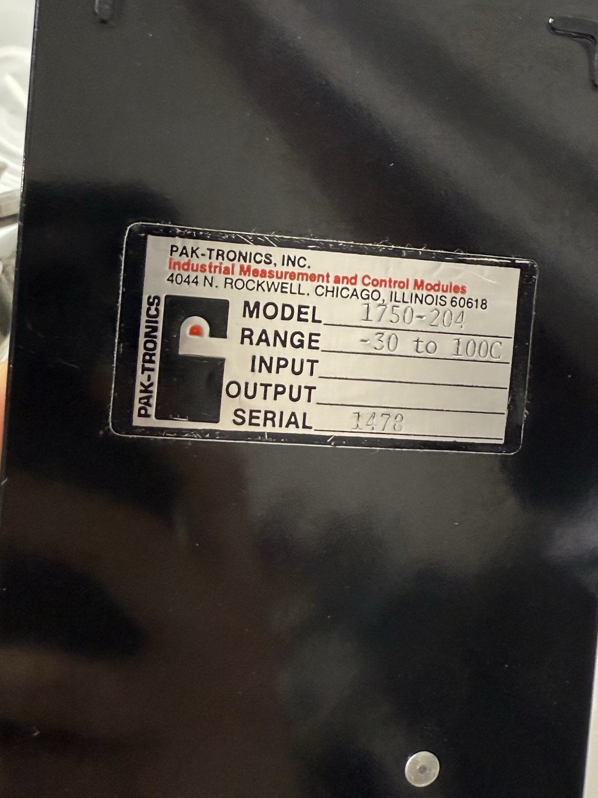 Pak Tronics 1750-204 control unit? temperature ?￼
